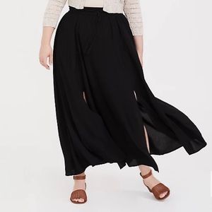 TORRID BLACK DRAWSTRING CHALLIS MAXI SKIRT
